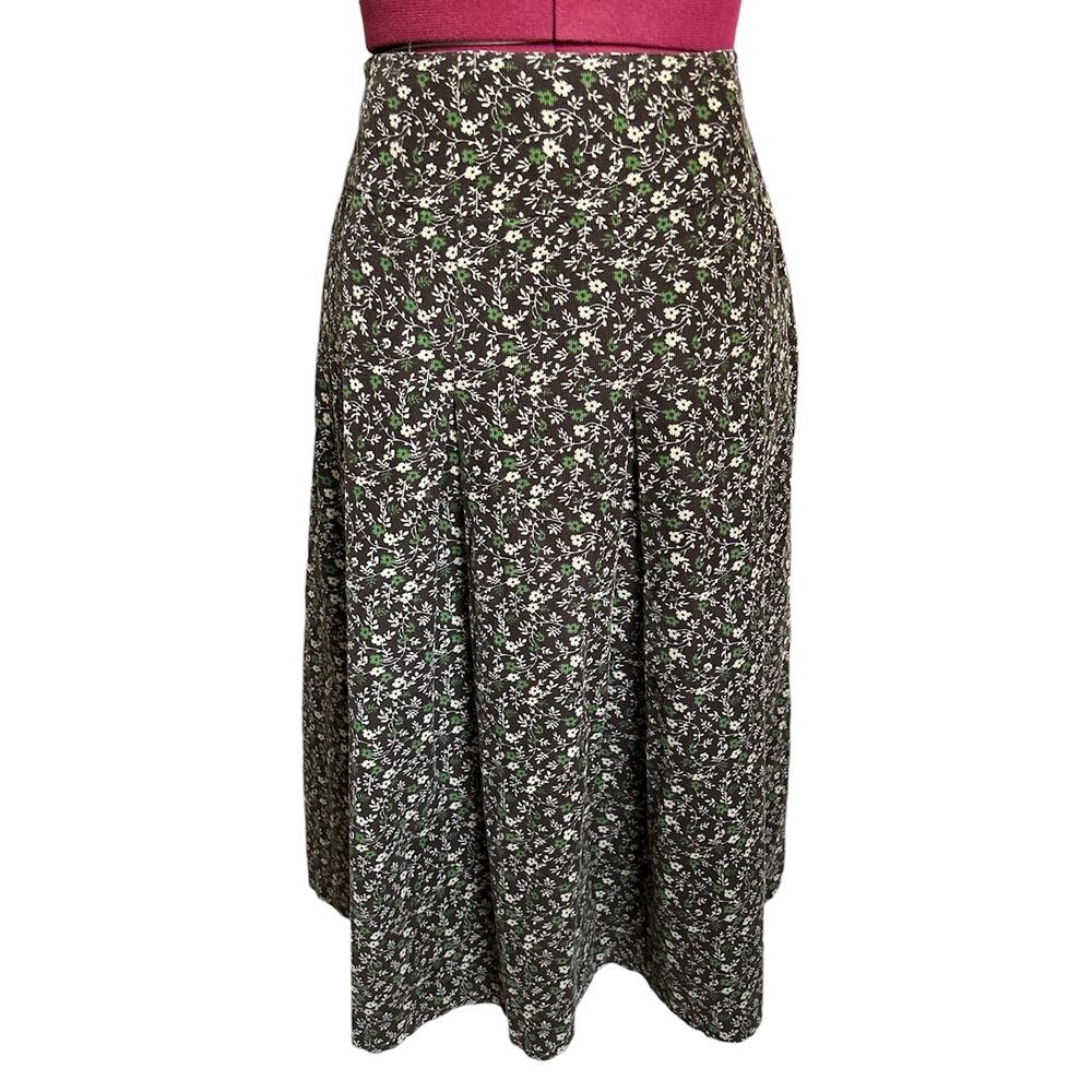 Charter Club Size 6 100% Cotton Corduroy Ditzy Floral Print‎ Pleated Midi Skirt